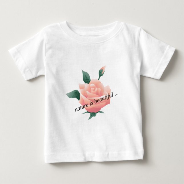 T-shirt Pour Bébé Rose (Pêche) - Belle nature (Devant)