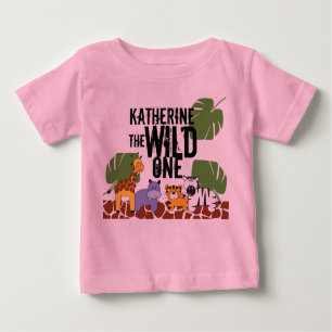 T-shirt Pour Bébé rose PERSONNALISÉ WILL ONE Safari premier annivers