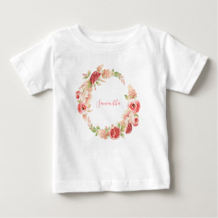 T-shirt Pour Bébé Rose Rose Floral Fille verte