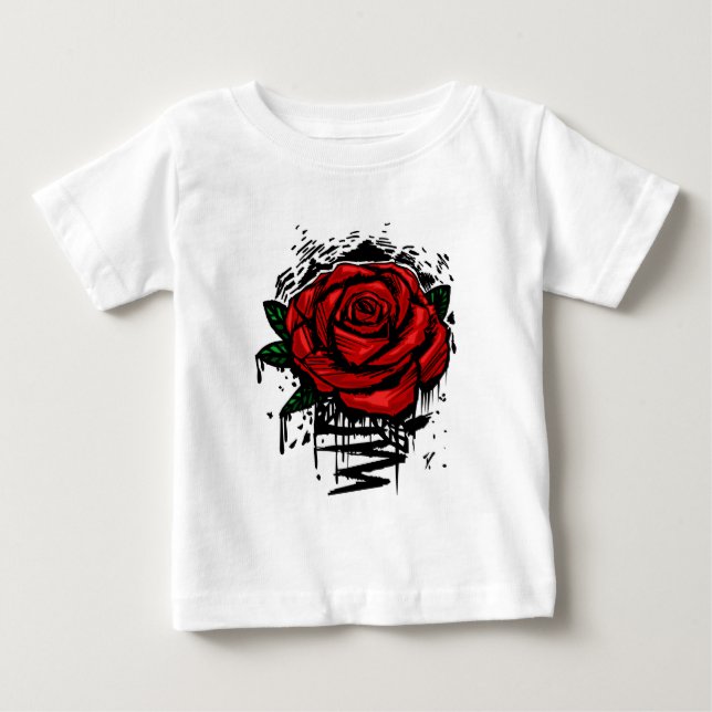 T-shirt Pour Bébé Rose Rugueuse (Devant)