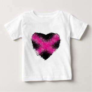 T-shirt Pour Bébé Rosée choquante sur la parties scintillant noire p