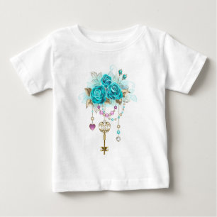 T-shirt Pour Bébé Roses Turquoise avec Clés