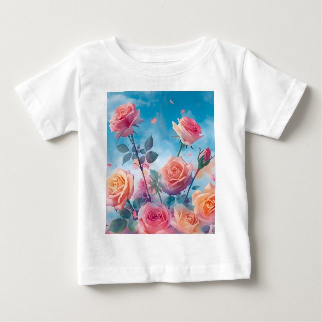 T-shirt Pour Bébé Roses Vibrantes de Rêve (Devant)