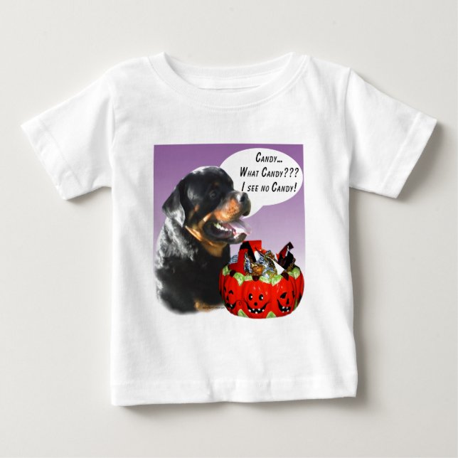 T-shirt Pour Bébé Rottweiler Halloween Candy (Devant)