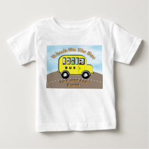 T-shirt Pour Bébé Roues mignonnes sur le bus personnalisées pour enf