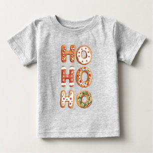 T-shirt Pour Bébé Rouge Blanc Ho Ho Ho Gingerbread Cookie Noël