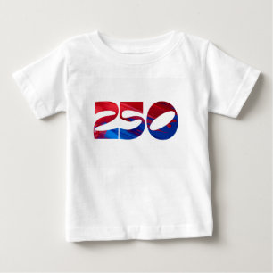 T-shirt Pour Bébé Rouge Blanc Rayure Bleu Étoiles Amérique 250 Anniv