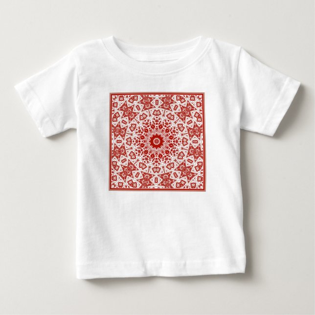 T-shirt Pour Bébé rouge et blanc, bandana ethnique (Devant)
