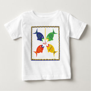 T-shirt Pour Bébé Rouge jaune bleu vert Fishiles