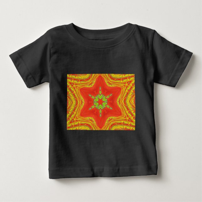 T-shirt Pour Bébé Rouge or vert Mandala Art Imprimer (Devant)