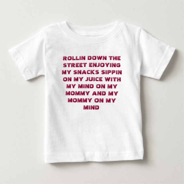 T-shirt Pour Bébé Rouler dans la rue rameper. (Devant)