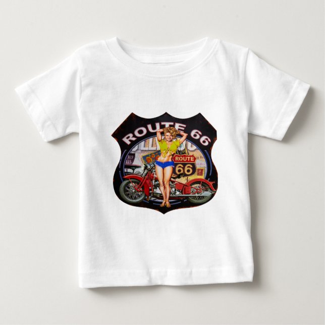T-shirt Pour Bébé Route 66 avec moto (Devant)