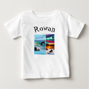 T-shirt Pour Bébé Rowan Nom Avec Des Chimpanzés Qui Surfeurs,