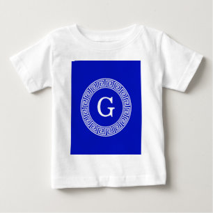 T-shirt Pour Bébé Royal Blue Wt Grèce clé cadre de ligne initiale Mo