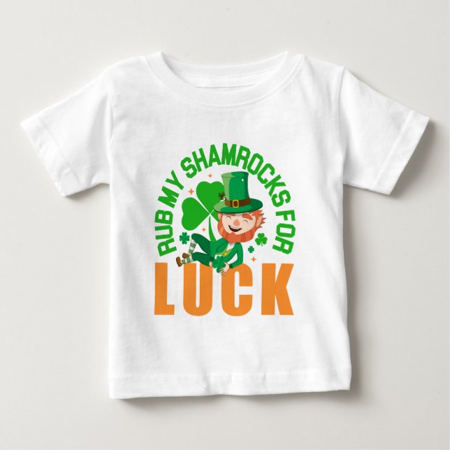 T-shirt Pour Bébé Rub Mes Shamrocks pour la chance Funny St Patrick' (Devant)