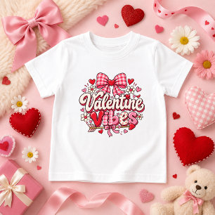 T-shirt Pour Bébé ruban à carreaux rose vibes de la Saint-Valentin c