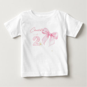 T-shirt Pour Bébé Ruban à nœud rose chic pour un 2 deuxième annivers