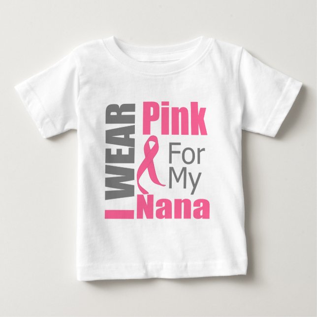 T-shirt Pour Bébé Ruban de cancer du sein je porte Nana rose (Devant)