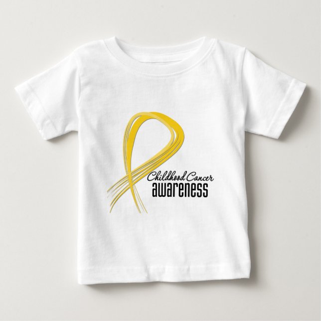 T-shirt Pour Bébé Ruban de grunge de conscience de Cancer d'enfance (Devant)