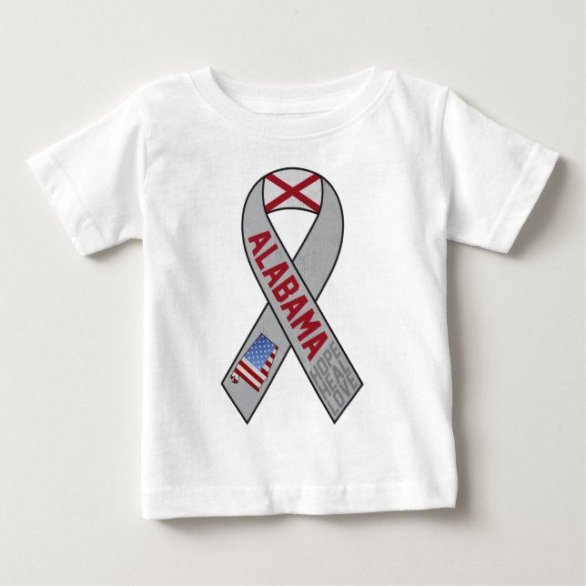 T-shirt Pour Bébé Ruban de l'Alabama d'appui (Devant)