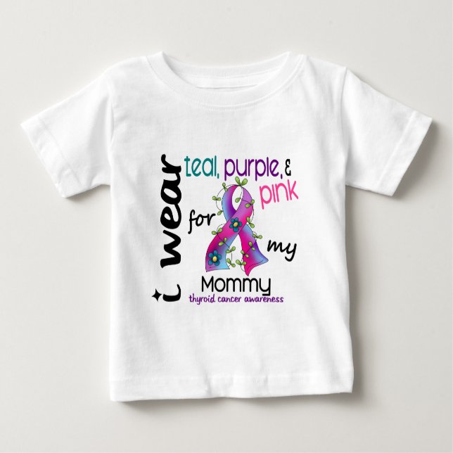 T-shirt Pour Bébé Ruban d'usage du cancer de la thyroïde I pour ma (Devant)