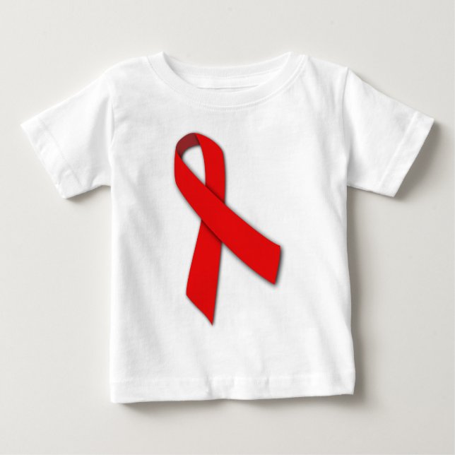 T-shirt Pour Bébé Ruban rouge de solidarité des personnes vivant (Devant)