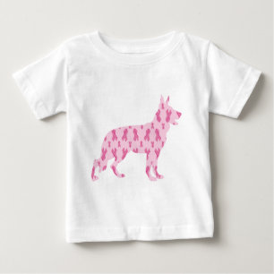 T-shirt Pour Bébé Rubans de cancer rose berger allemand