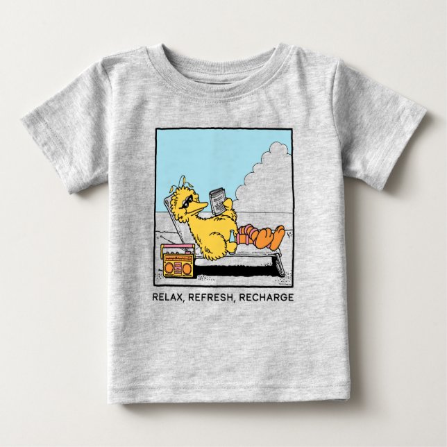 T-shirt Pour Bébé Rue Sésame | Big Bird Relax Refresh Recharge (Devant)