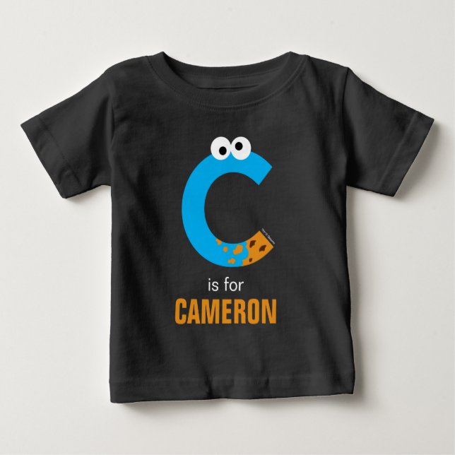 T-shirt Pour Bébé Rue Sésame | C est pour Cookie Monster (Devant)