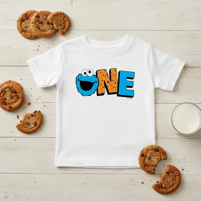 T-shirt Pour Bébé Rue Sésame | Cookie Monster 1er anniversaire (Créateur téléchargé)