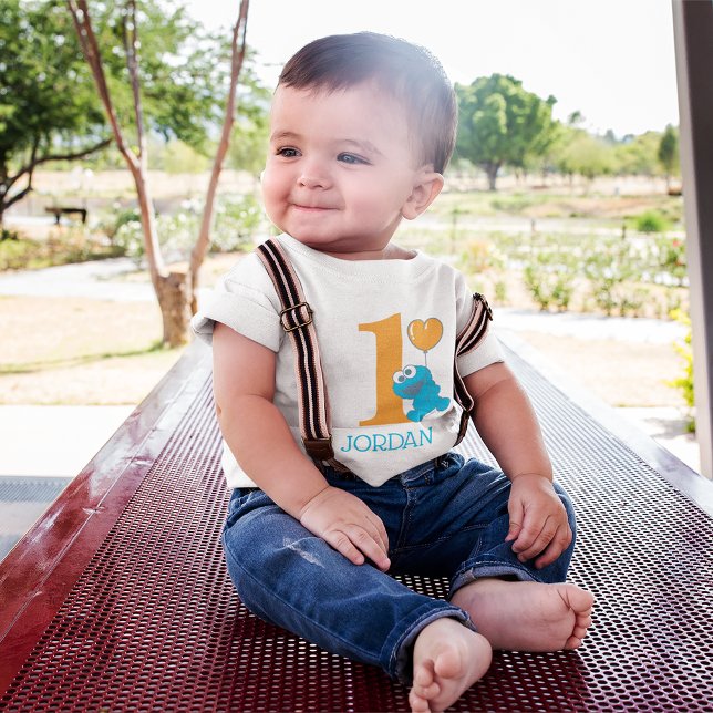 T-shirt Pour Bébé Rue Sésame | Cookie Monster 1er Anniversaire (Créateur téléchargé)
