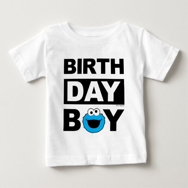 T-shirt Pour Bébé Rue Sésame | Cookie Monster - Anniversaire du garç (Devant)