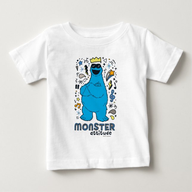 T-shirt Pour Bébé Rue Sésame | Cookie Monster - Attitude de Monstre (Devant)