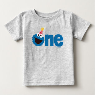 T-shirt Pour Bébé Rue Sésame   Cookie Monster One First Birday