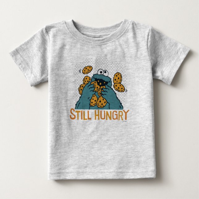 T-shirt Pour Bébé Rue Sésame | Cookie Monster - Toujours affamé (Devant)