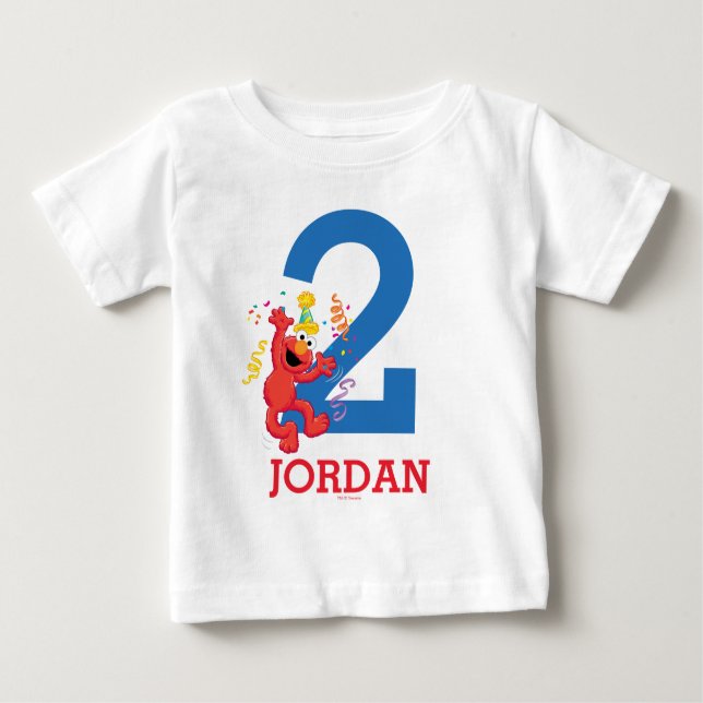 T-shirt Pour Bébé Rue Sésame | Elmo - Arc-en-ciel 2e anniversaire (Devant)