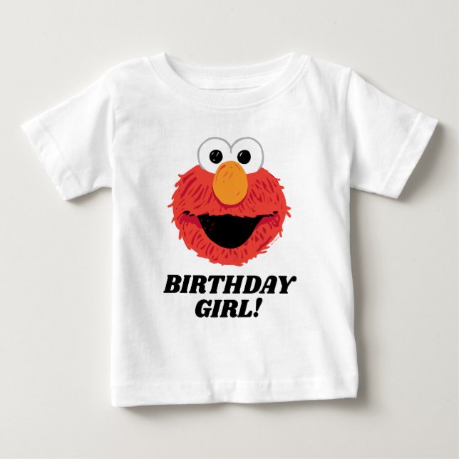 T-shirt Pour Bébé Rue Sésame | Elmo Birthday Girl (Devant)