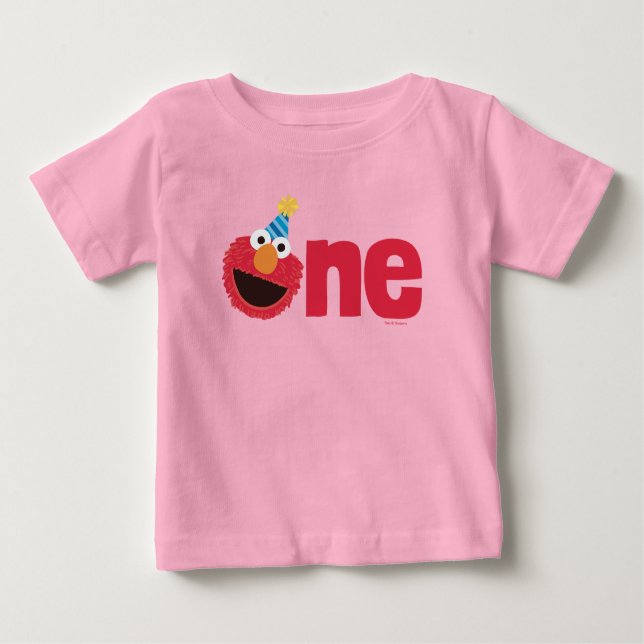 T-shirt Pour Bébé Rue Sésame | Elmo - Un premier anniversaire (Devant)