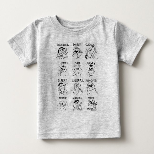 T-shirt Pour Bébé Rue Sésame | Émotions et sentiments (Devant)