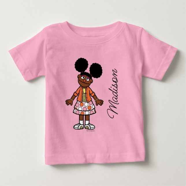 T-shirt Pour Bébé Rue Sésame | Gabrielle Ajouter Votre Nom (Devant)