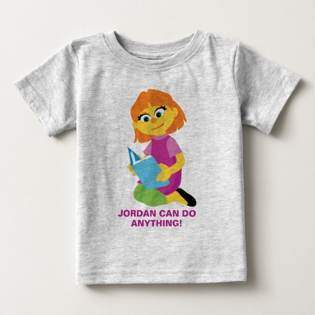 T-shirt Pour Bébé Rue Sésame | Julia Lire un livre (Devant)
