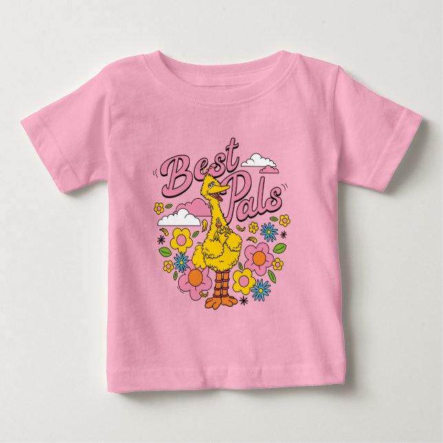 T-shirt Pour Bébé Rue Sésame | Meilleurs potes d'oiseaux jaunes (Devant)