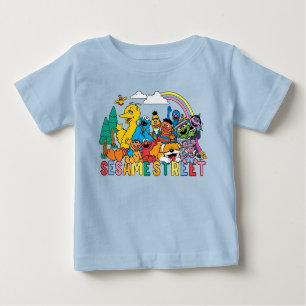 T-shirt Pour Bébé Rue Sésame Rainbow Wave