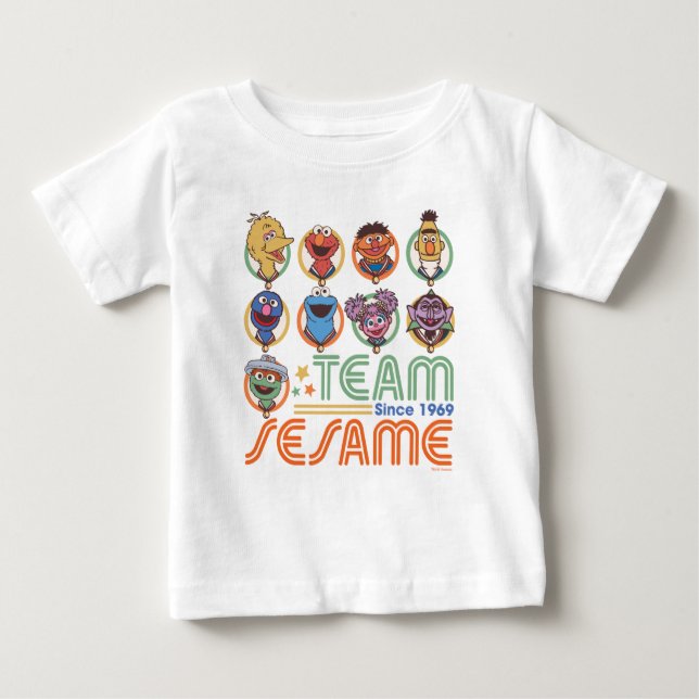 T-shirt Pour Bébé Rue Sésame | Team Sesame depuis 1969 (Devant)