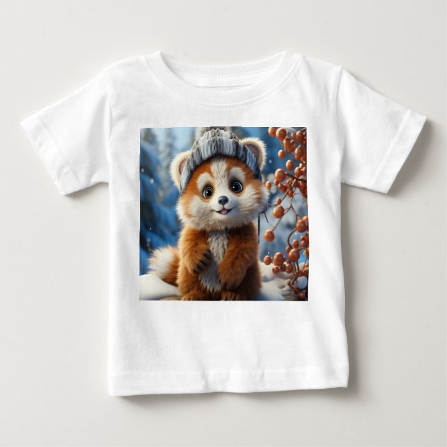 T-shirt Pour Bébé Rufus - Un adorable panda rouge (Devant)