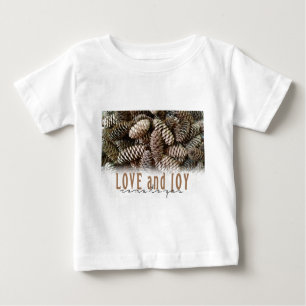 T-shirt Pour Bébé Rustic Holiday Love and Joy Pine Cone