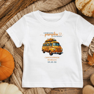 T-shirt Pour Bébé Rustique Orange Truck Petit Baby shower Citrouille