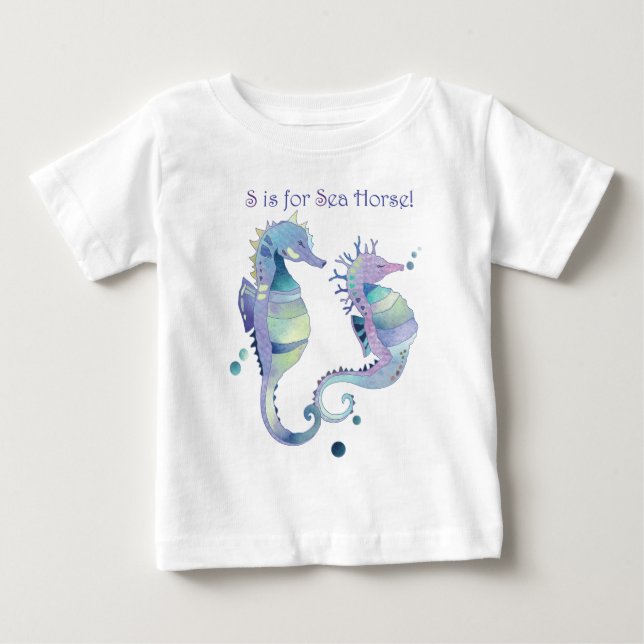 T-shirt Pour Bébé S est pour Sea Horse Cute Baby (Devant)
