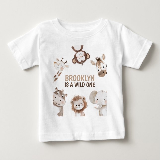 T-shirt Pour Bébé Safari Animals 1st Birthday (Devant)