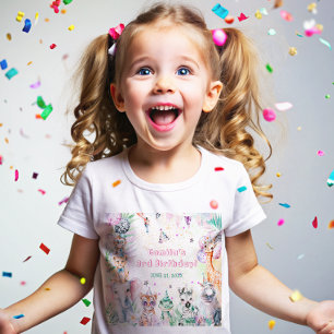 T-shirt Pour Bébé Safari Animaux Fille Anniversaire